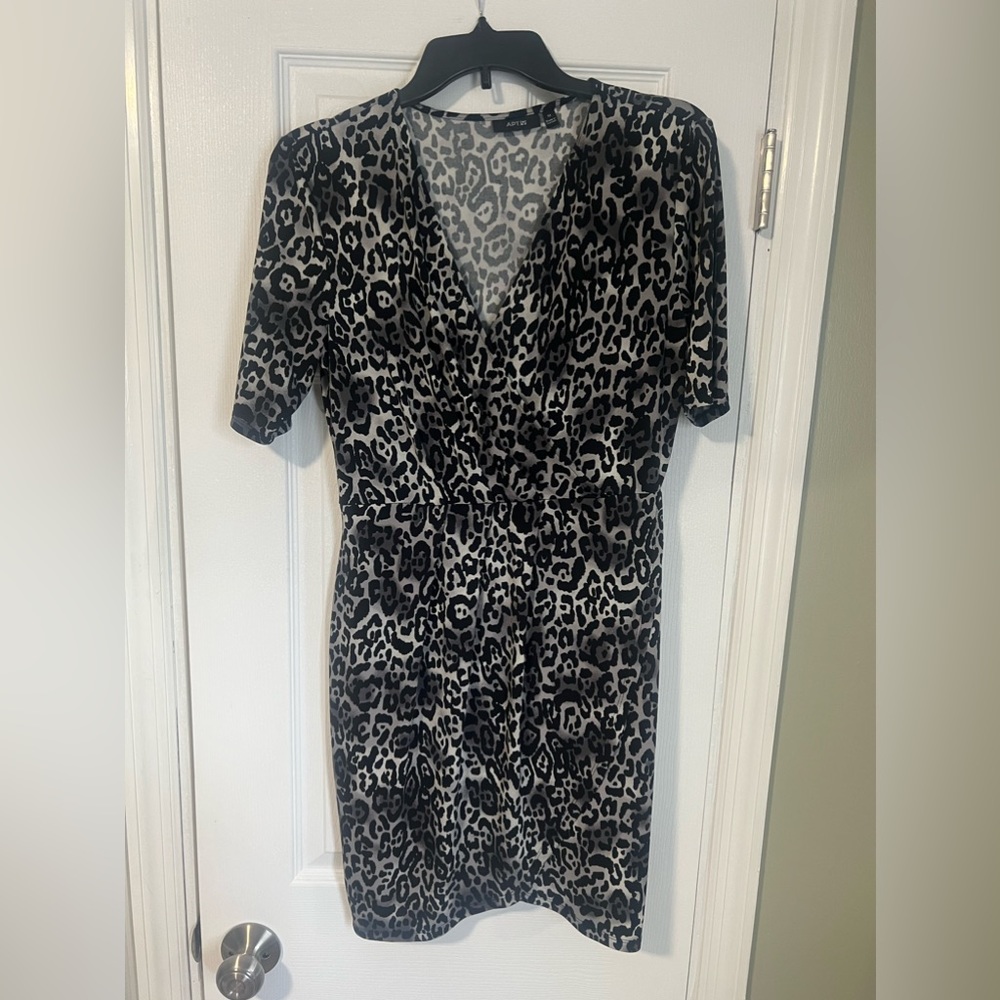 Apt. 9 Women’s Leopard Grey and Black Leopard Print Dress